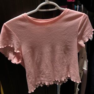 pink urban outfitters ruffle knit shirt ✨SOLD✨
